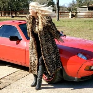 Super Soft Leopard Print Rabbit Fur Coat sz Medium